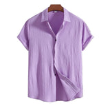 Chemise à manches courtes en coton-lin