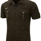 Chemise cargo en coton à manches courtes