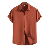 Chemise à manches courtes en coton-lin