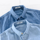 Chemise en Denim à Manches Courtes