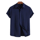 Chemise à manches courtes en coton-lin