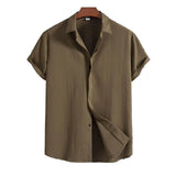 Chemise à manches courtes en coton-lin