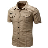 Chemise cargo en coton à manches courtes