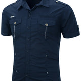 Chemise cargo en coton à manches courtes