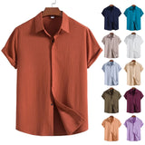 Chemise à manches courtes en coton-lin