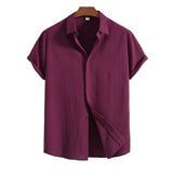 Chemise à manches courtes en coton-lin
