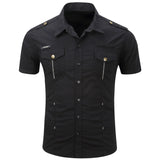 Chemise cargo en coton à manches courtes