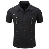 Chemise cargo en coton à manches courtes