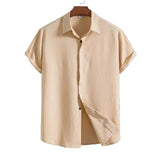 Chemise à manches courtes en coton-lin