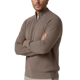 Pull homme à demi-zip avec col montant – Brun taupe