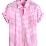 Chemise en Coton d'Été à Manches Courtes pour Homme, Couleur Unie, avec Poche et Boutons