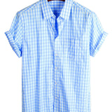 Chemise en Coton d'Été à Manches Courtes pour Homme, Couleur Unie, avec Poche et Boutons