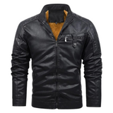Veste en Cuir Doublée en Fleece Rétro