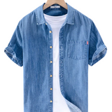 Chemise en Denim à Manches Courtes