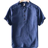 Chemise en Coton et Lin à Manches Courtes