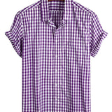 Chemise en Coton d'Été à Manches Courtes pour Homme, Couleur Unie, avec Poche et Boutons
