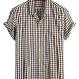 Chemise en Coton d'Été à Manches Courtes pour Homme, Couleur Unie, avec Poche et Boutons