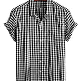 Chemise en Coton d'Été à Manches Courtes pour Homme, Couleur Unie, avec Poche et Boutons