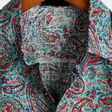 Chemise Vintage en Coton à Manches Courtes avec Boutons pour Homme en Style Paisley