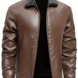Veste en Cuir Élégante Doublée en Fleece