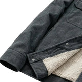 Veste pour homme en velours avec col en sherpa et boutons-pression - Gris anthracite