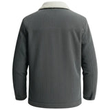 Veste pour homme en velours avec col en sherpa et boutons-pression - Gris anthracite