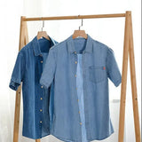 Chemise en Denim à Manches Courtes