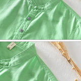 Chemise en Coton et Lin à Manches Courtes