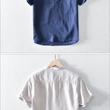 Chemise en Coton et Lin à Manches Courtes
