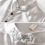 Chemise en Coton et Lin à Manches Courtes