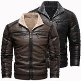 Veste en Cuir Doublée Fleece Rétro