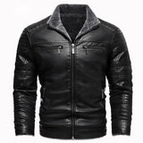 Veste en Cuir Doublée Fleece Rétro