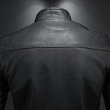Veste en Cuir Stand Col Montant