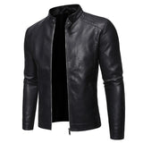 Veste en Cuir à Col Montant
