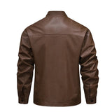 Veste en Cuir Doublée en Fleece Vintage