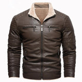 Veste en Cuir Doublée Fleece Rétro