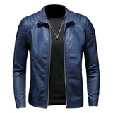 Veste en Cuir à Col Montant Stand