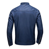 Veste en Cuir à Col Montant Stand