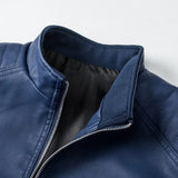 Veste en Cuir Stand Col Montant