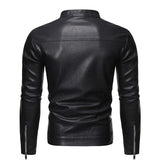 Veste en Cuir à Col Montant