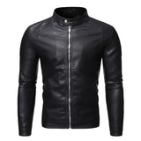 Veste en Cuir à Col Montant