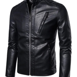 Veste en Cuir à Col Montant Élégante