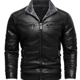 Veste en Cuir Doublée Fleece Rétro