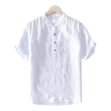Chemise en Coton et Lin à Manches Courtes