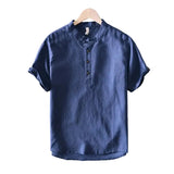 Chemise en Coton et Lin à Manches Courtes