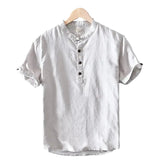 Chemise en Coton et Lin à Manches Courtes