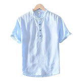 Chemise en Coton et Lin à Manches Courtes