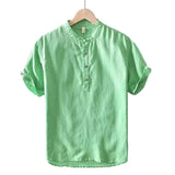 Chemise en Coton et Lin à Manches Courtes